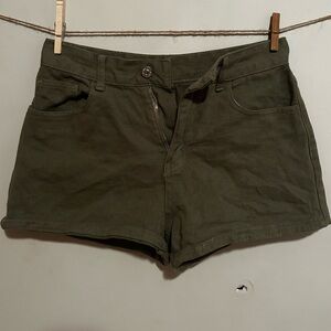 Army Green High Waisted Jean Shorts